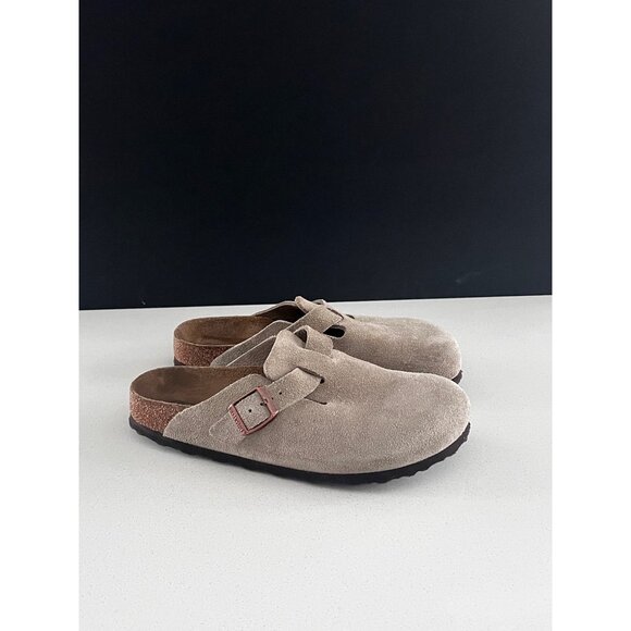 BIRKENSTOCK Boston Soft Footbed taupe suede CLOG slide size 40 - Picture 2 of 7